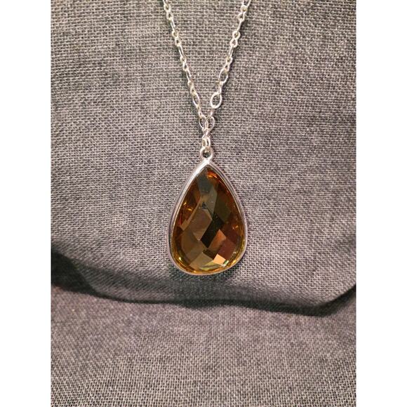 Long Silvertone Chain with Reversible Pendant 30" - Picture 2 of 4